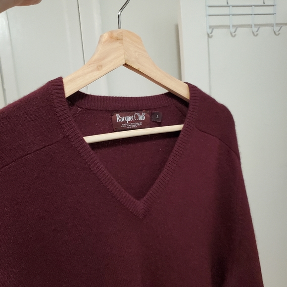 Vtg Cashmere V-Neck Maroon - Picture 3 of 4